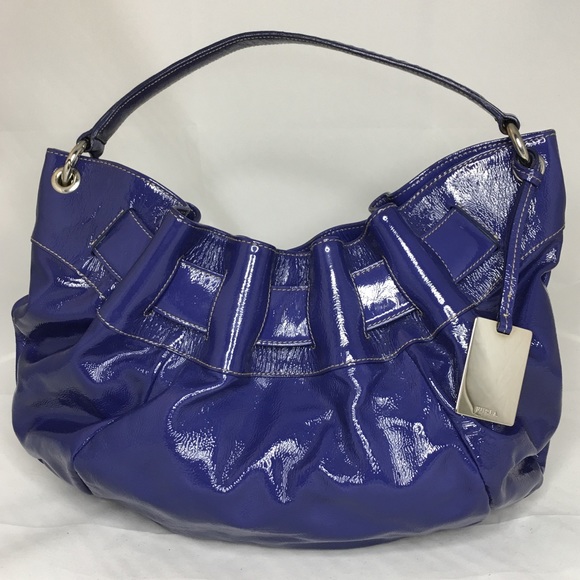 Furla Handbags - Furla Patent Leather Purple/Blue Hobo Style Bag